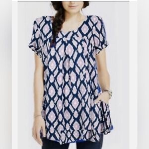 Anthropologie Holding Horses Ikat Print Tunic Top